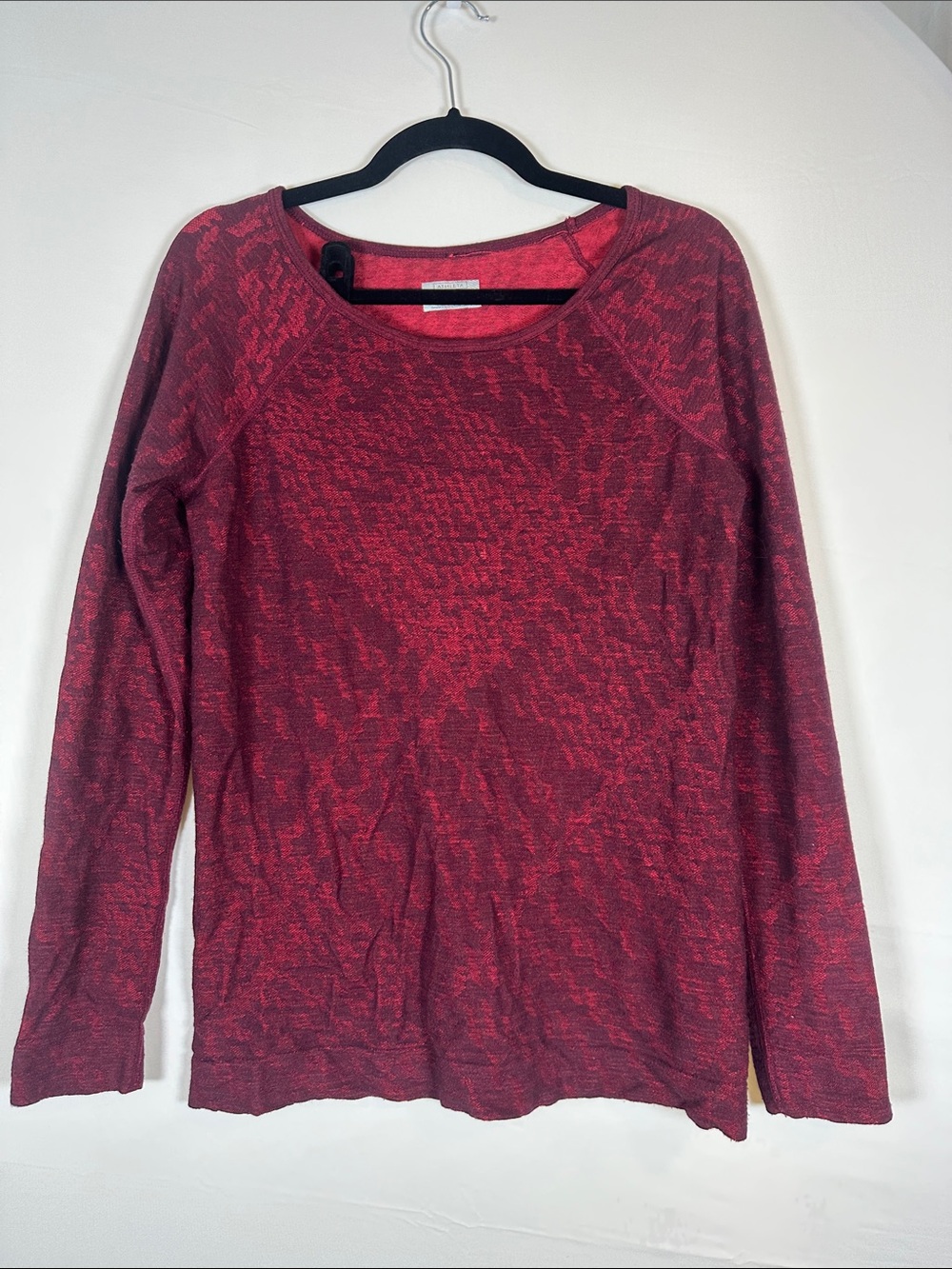 Athleta Marled Long Sleeve Crewneck Top Burgundy Red XL Lightweight Pullover